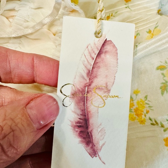 NEW Jessica Simpson White & Yellow Floral Smocked Strapless Bubble Dress XL - Picture 4 of 7